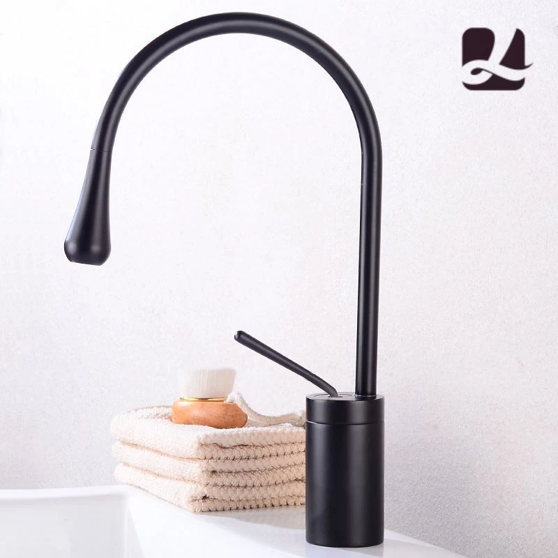 

1/2 Brushed New Teardrop Basin Faucet Bathroom Faucet 3/8 Hot & Cold Mixer Faucet 360 Swivel Waterfall TOP