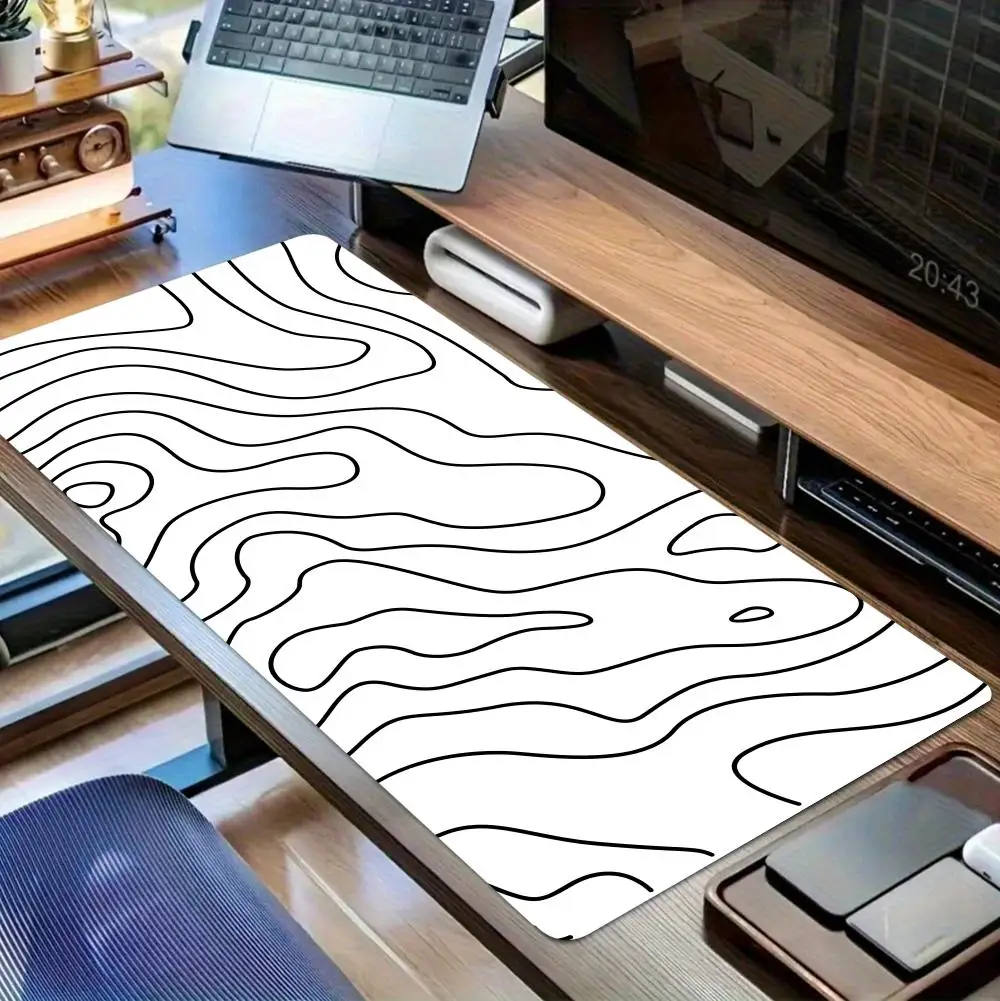 

Черно-белый коврик для мыши Strata Liquid, большой коврик для компьютерного офисного стола, резиновые противоскользящие коврики для клавиатуры и мыши XXL, длинный настольный коврик
