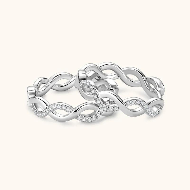 EMO-286 Lefei الموضة العصرية التصميم الكلاسيكي الفاخرة 0.11ct مويسانيتي تويست هوب القرط للنساء الفضة 925 هدايا مجوهرات الحفلات