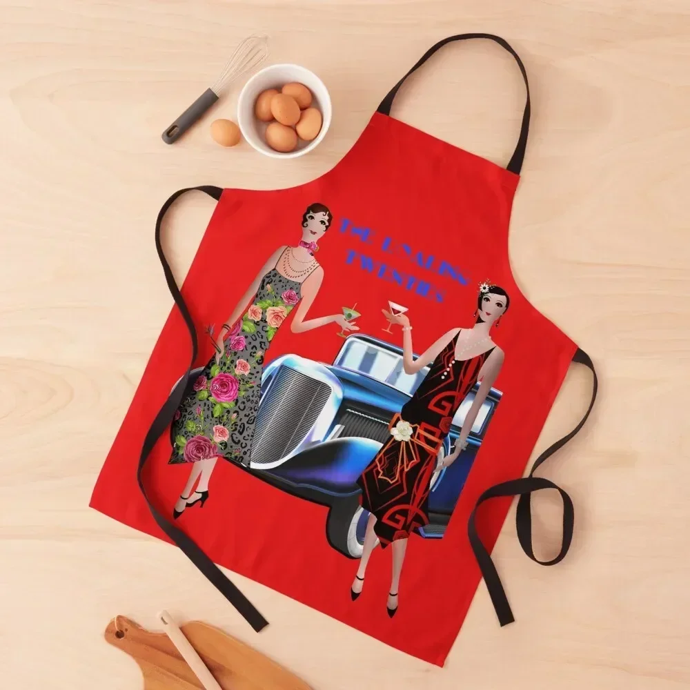 

Roaring Twenties Girls 1920's Blue Car Apron beauty master Christmas gift kitchen clothes Bib For Kitchen Apron