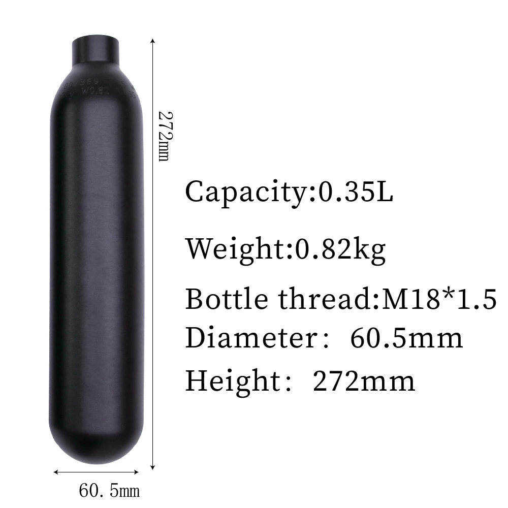 0.35L/0.42L High-Pressure Aluminum Tank, High-Pressure Gas Cylinder, CO₂ Cylinder (Working Pressure: 30 MPa, 300 bar;