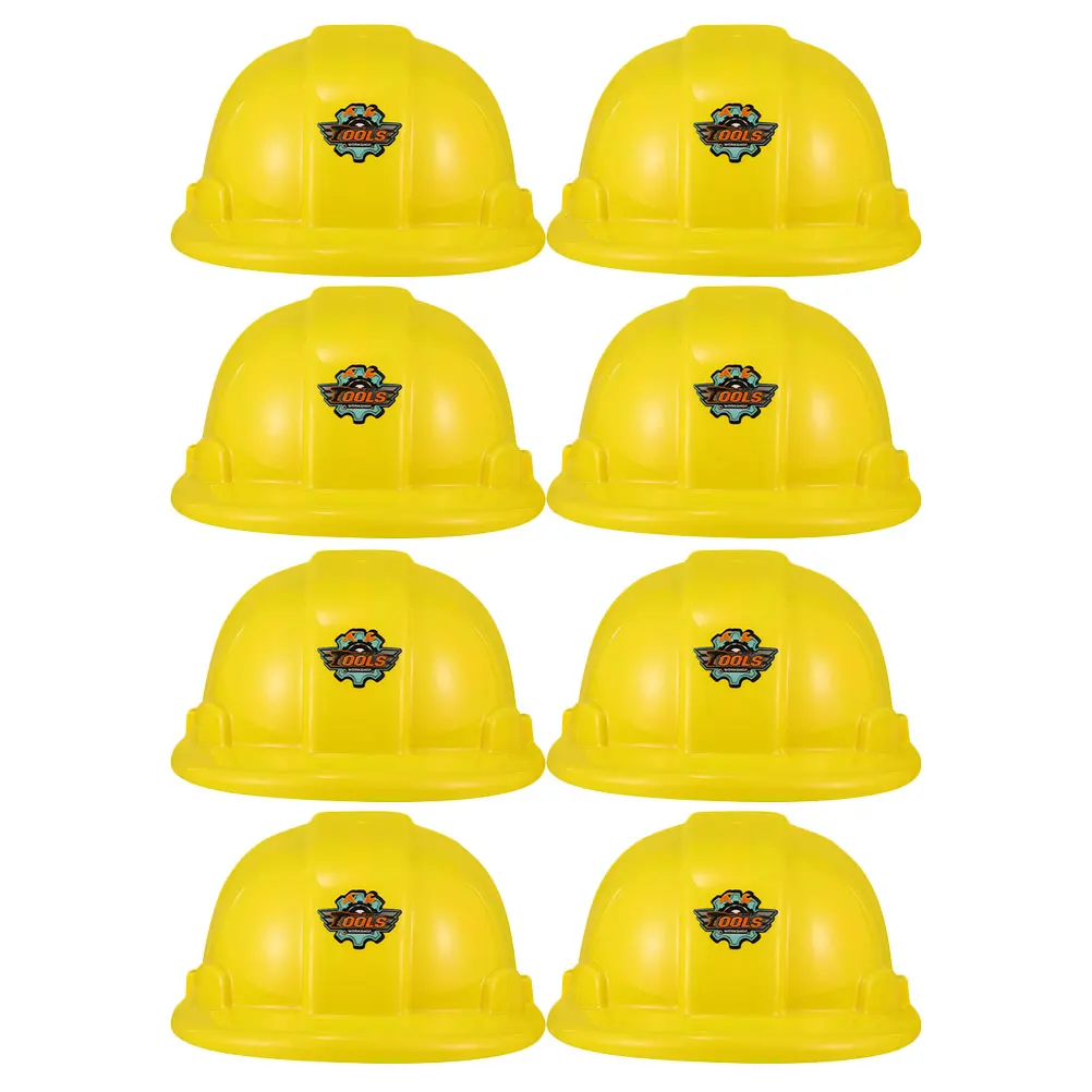 Sombreros de fiesta de construcción para niños, 8 piezas, plástico, suministros para fiestas, amarillo, juguete para niños, herramienta de seguridad de ingeniería