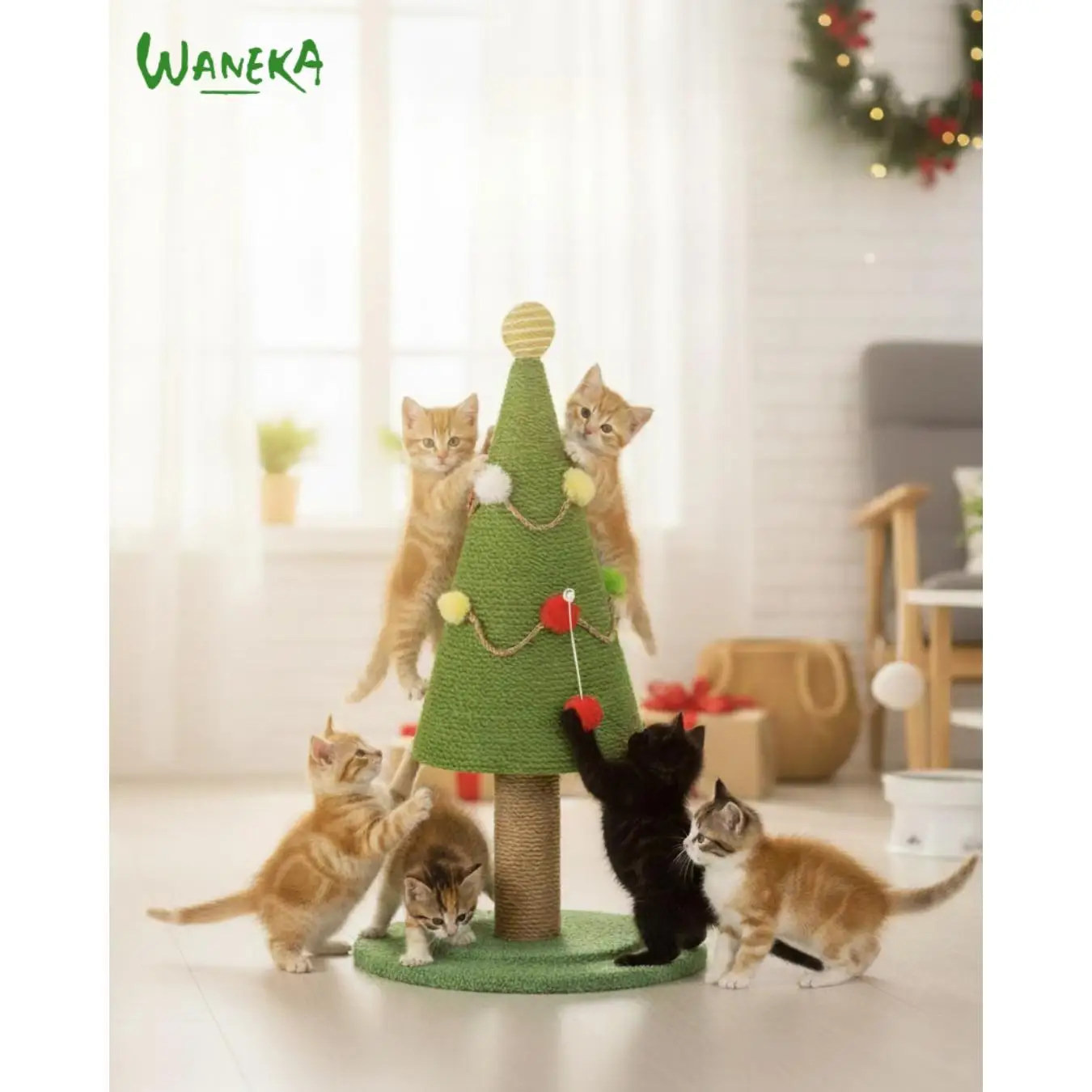 Waneka Arbol Navidad para gatos Rascador cuerda y madera