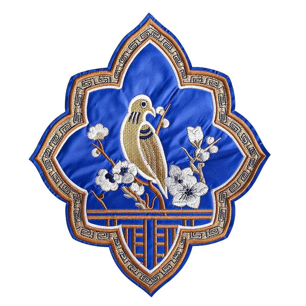 Retro orientalische Blumen- und Vogelstickerei, zum Aufbügeln, als Applikation für Qipao, Hanfu, Cheongsam, zum Basteln, für DIY-Projekte, zum Nähen und zur Reparatur von Kleidung. – Detail 6