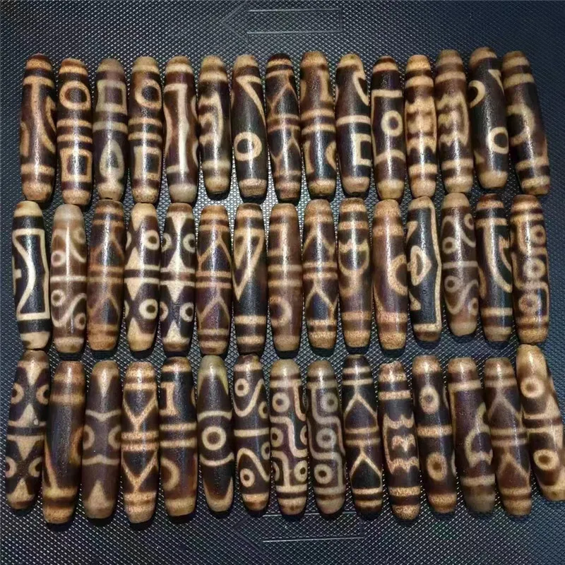 

XC22 Different Totems 50pcs/lot Unique Magic Power Fine DZi Bead 12*48mm Amulet Collection Jewelry DIY Beads for Men& Women