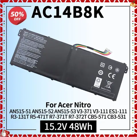 AC14B8K Batteria del computer portatile per Acer Predator Helios Nitro 5 N17C1 AN515 PH315-51 PH315-52 G3-571 G3-572 N18Q13 AN515-53 AN515-54