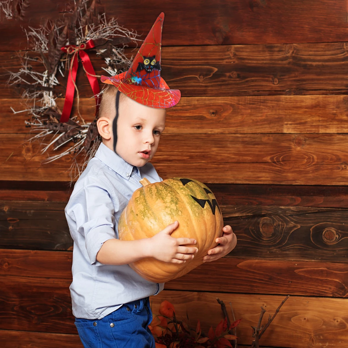 

Halloween Christmas Pet Witch Hat Soft Comfortable Fabric Adjustable Spider Web Pumpkin Design Cat Dog Party Cosplay Decor