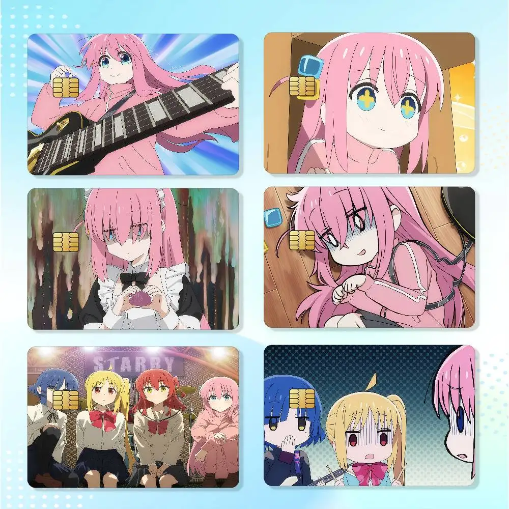 Anime Bocchi The Rock Credit Skin Cover Card Stickers 4PCS Film Bus Pass Front Decoration Bank Debit Waterproof