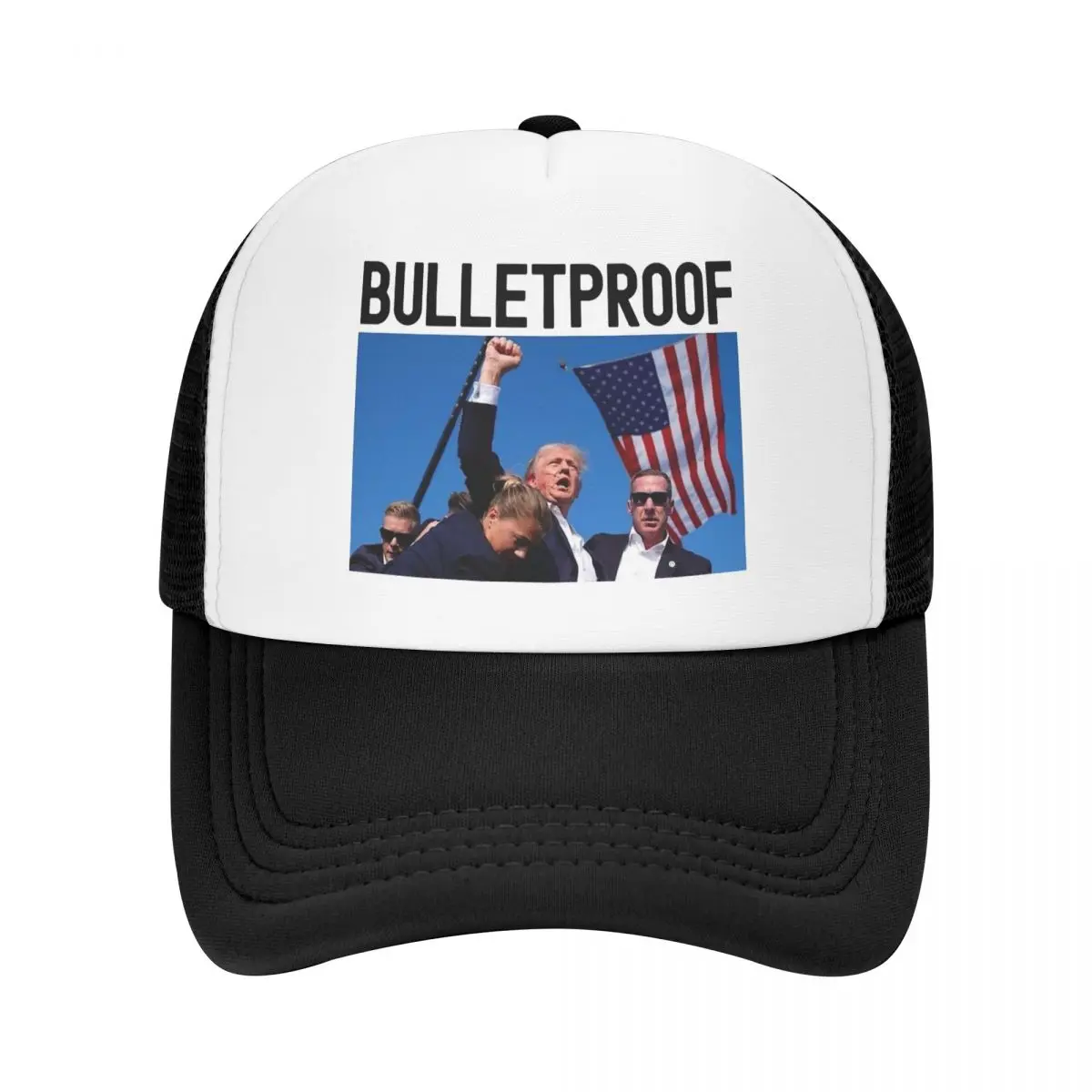 Summer Outdoor Donald Trump Shot Bulletproof Mesh Sun Cap Unisex Attempt Shooting Trump Rally Adjustable Foam Trucker Hat