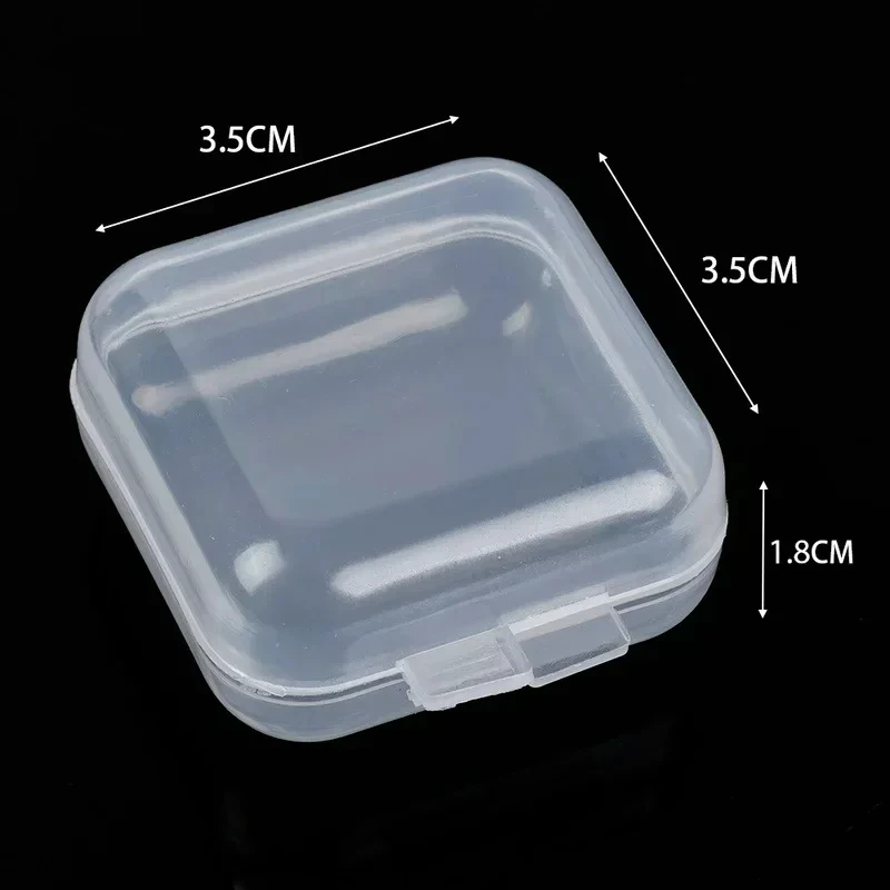 50/1pcs Mini Plastic Storage Box Square Transparent Flip Portable Pill Container Jewelry Holder Earrings Packaging Display Box