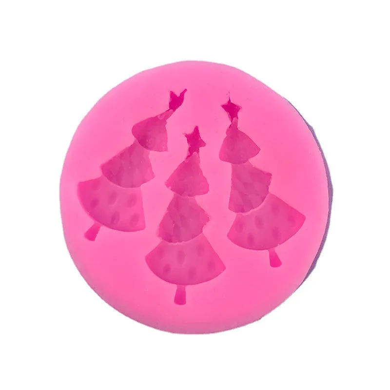 DIY Cake Decorating Three Christmas Trees Shaped Fondant Sugar Art Tools DIY Cake  Decorating Tools 3D Silicone Molded D076