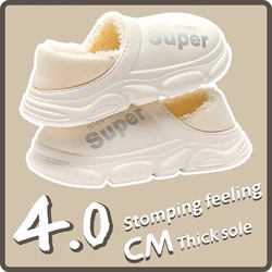 Women Men Winter Warm Slippers Slip On Scuff Clogs EVA Soft Sole Waterproof Slides Short Plush Platform House Shoes Indoor Mules