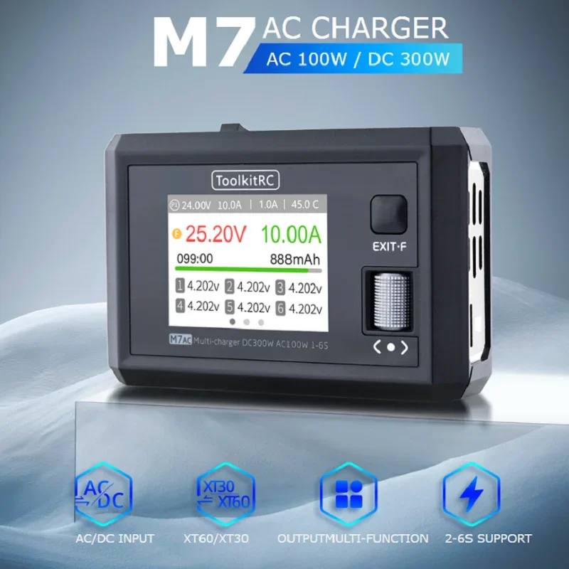 (New) ToolkitRC M7AC charger AC100W/DC300W XT60/XT3 dual output