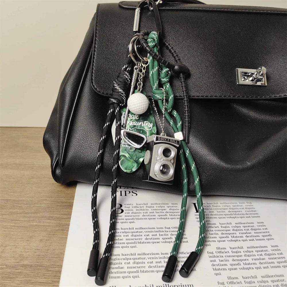 

New Features Creative Ins Retro Camera Pendant, Golf Keychain Miu Style Braided Rope Boys and Girls Bag Parts Accessories