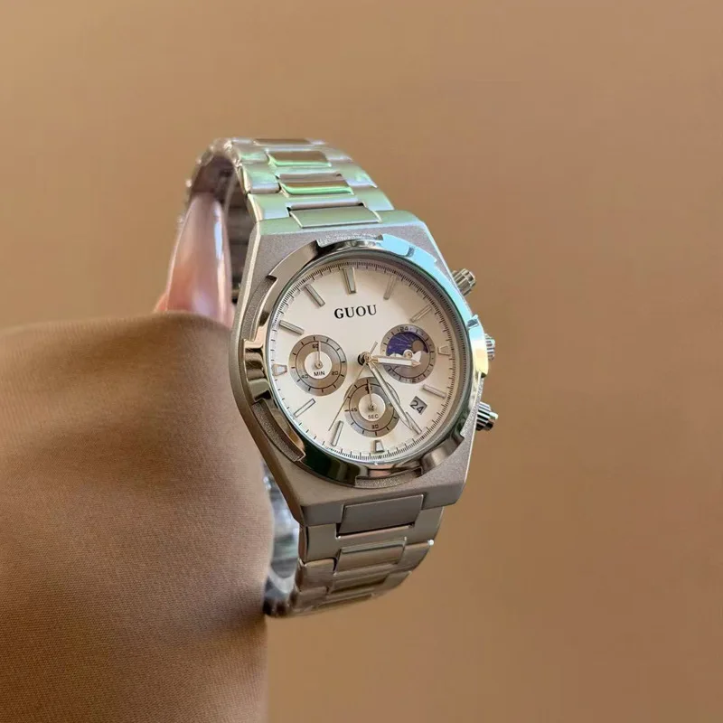 New Multi-Functional Watch, Large Dial Chronograph, Men'S And Women'S Watch With Steel Band, High-Quality Selected Timepiece.