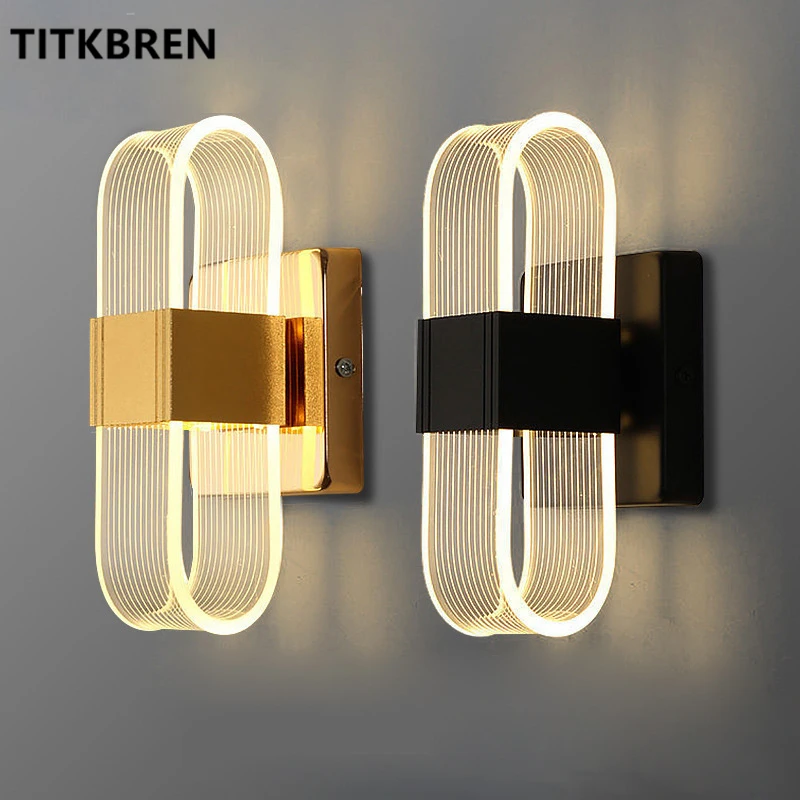 Modern Clear Acrylic LED Wall Lamp For Home Indoor Bedroom Bedside Living Room Corridor Staircase Decor Light Gold Black Fixture