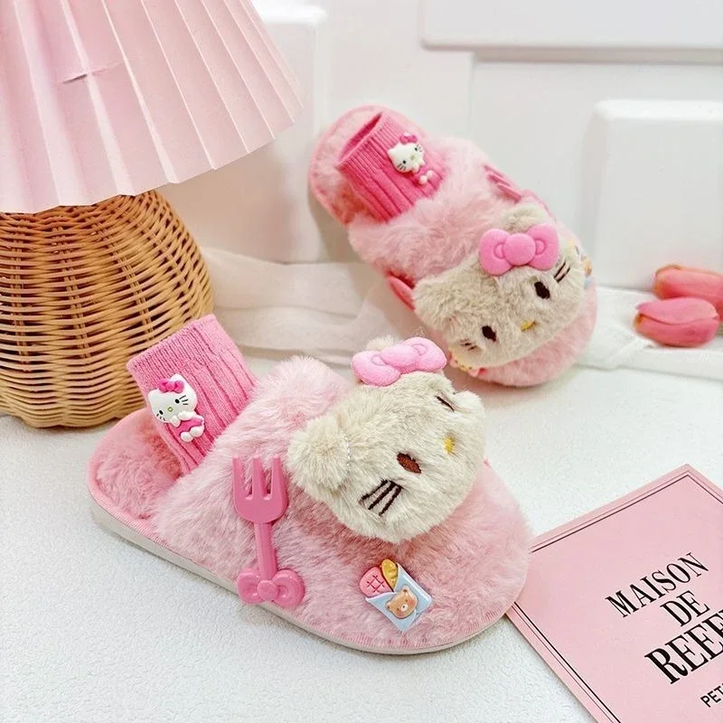 

MINISO SANRIO Hello Kitty My Melody Children's Cotton Shoes New Autumn and Winter Indoor Can Be Worn Outside Keep Warm Sweetness
