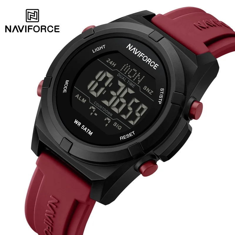 

NAVIFORCE NF7127 Мужские электронные часы Прочные спортивные часы с силикавым ремешком Цифровые часы со светодиодной подсветкой Водяные часы