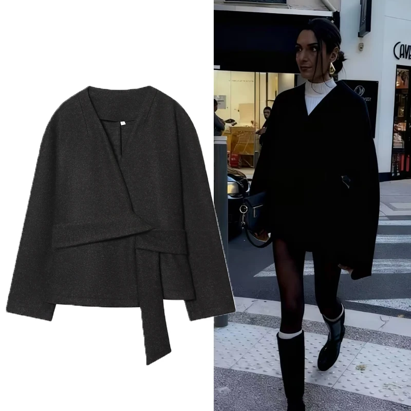 

Женские пальто, короткая женская демисезонная куртка с поясом, пальто из искусственного кашемира, верхняя одежда, осень-зима 202, новинка 202, пальто и куртки