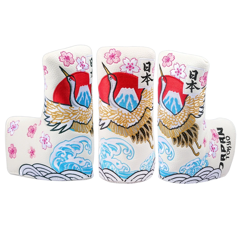 

Искусственная кожа, японская вышивка, сильная магнитная застежка, головной убор для гольфа, чехол для лезвия клюшки