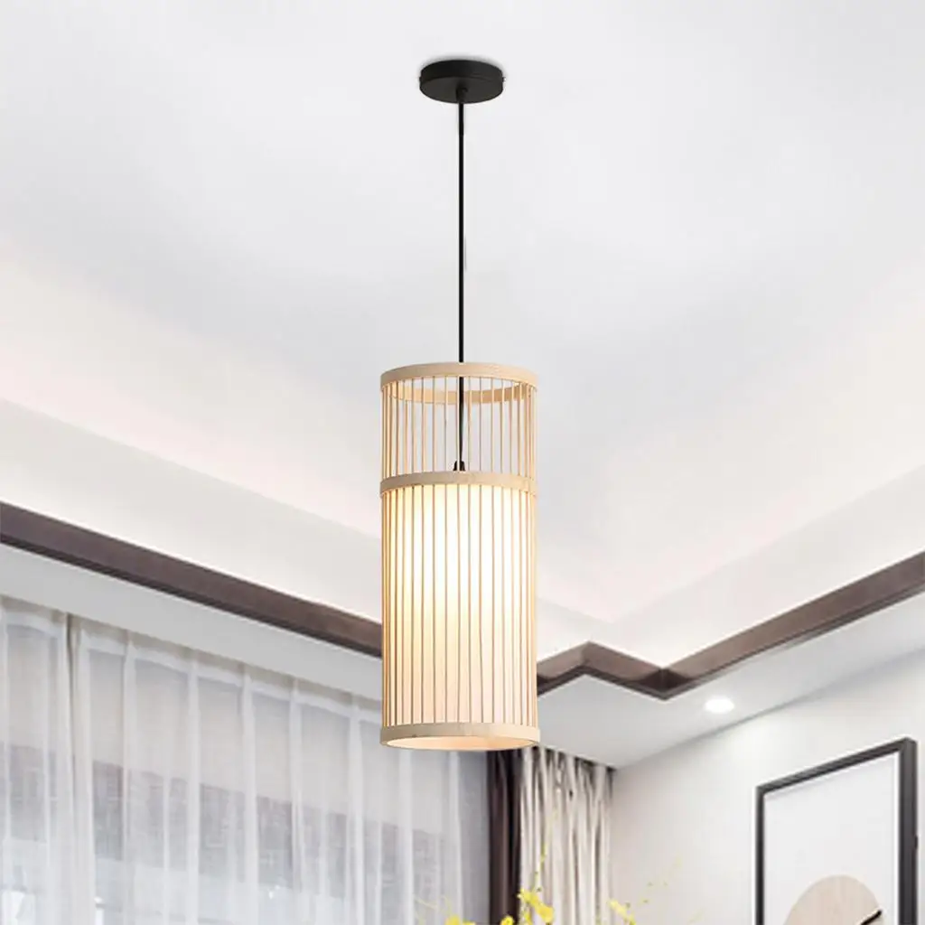 

Adjustable Bamboo Woven Pendant Lamp Ceiling Lighting for Restaurant Bar Living Room Bedside Home Decoration