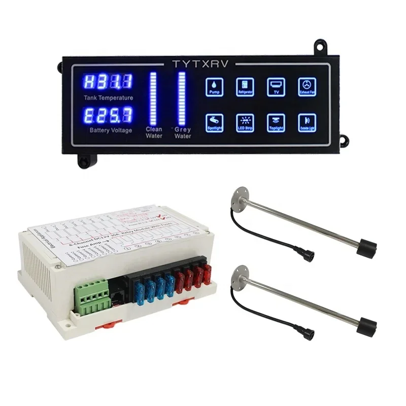 8 Way Touch Switch Control Panel with Voltmeter Water Temp Gauge for RV Camping Caravan Boat Marine
