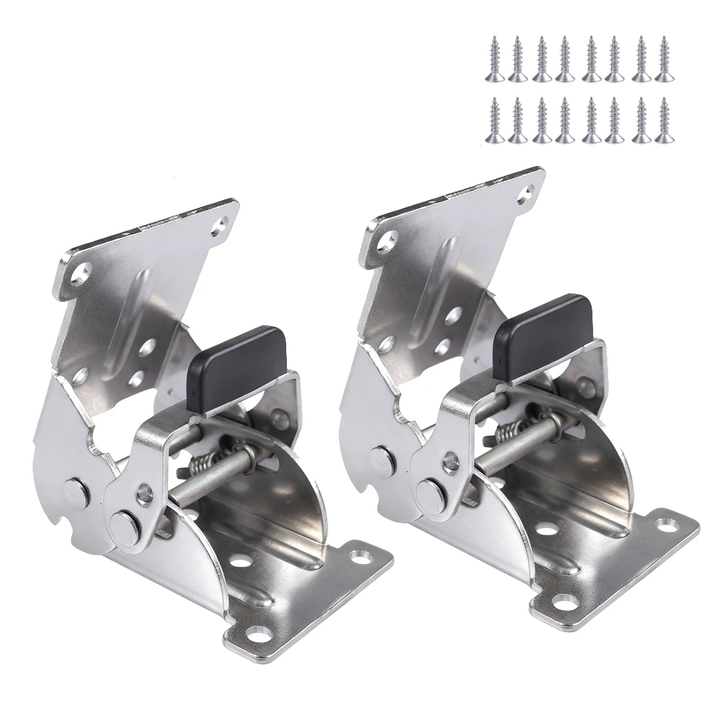 2PCS Folding Leg Hinge Bracket 0-90-180 Degree Foldable Support Bracket Self-Locking Hinge with Screws