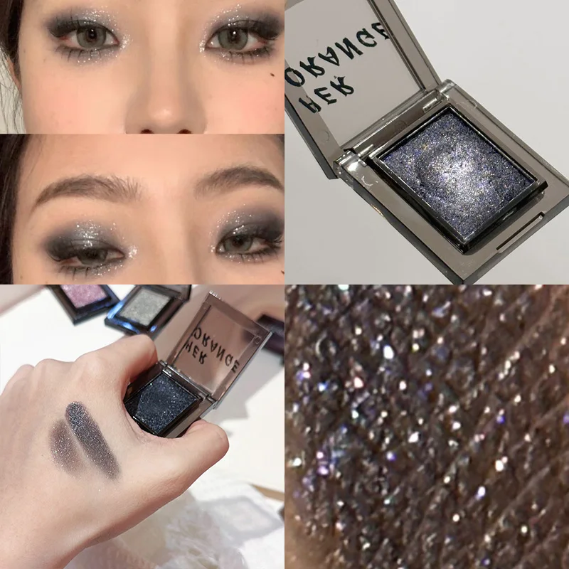 Smoky Glitter Eyeshadow Punk Black Shimmer Pink Mashed Potatoes Texture Cool Monochrome Eye Shadow Palette Pearly Matte Makeup