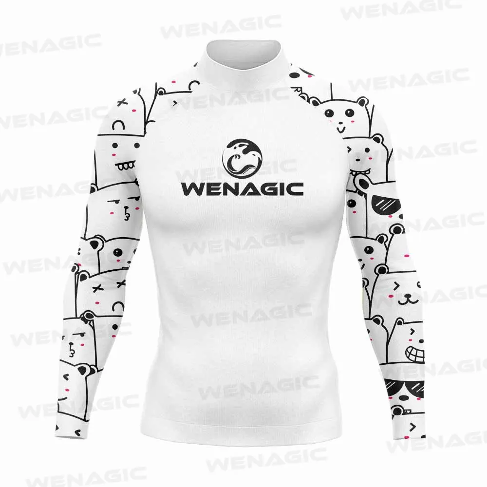 Wenagic Surfing Swimming Diving T-Shirts Tight Long Sleeve Rash Guard Swimwear Men\'s UV Protection Clothing Beach Floatsuit Tops