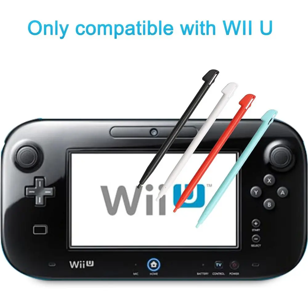 قطعتان من قلم Wii U البلاستيكي للوحة ألعاب Nintendo Wii U، قلم بديل Xahpower، مجموعة أقلام لمس كومبو 4 في 1 متعددة الألوان