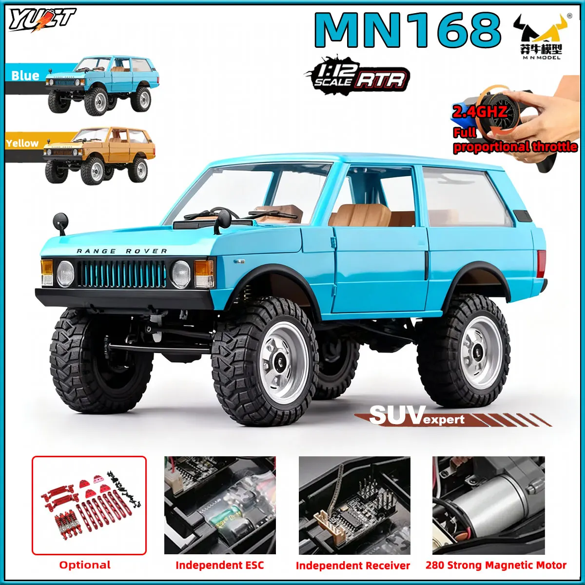 MN168 1/12 Model Full Scale 4WD RC Car Range Rover RTR 2.4G 280 Motor Off-Road Remote Control RC Truck Outdoor Toy Gifts