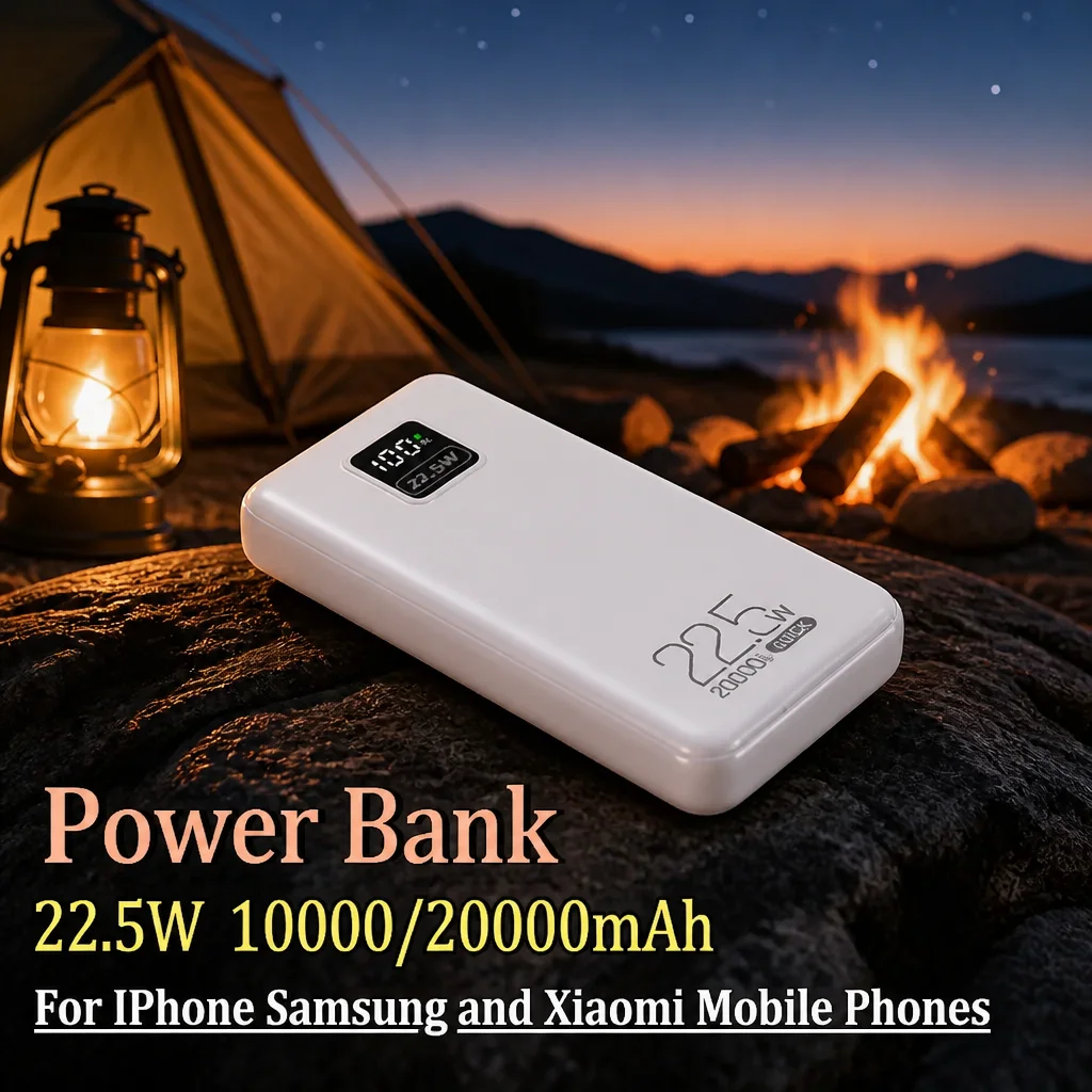 22.5W Fast Charge Power Bank 10000/20000mAh Built-in Dual Cables For iPhone Samsung Xiaomi