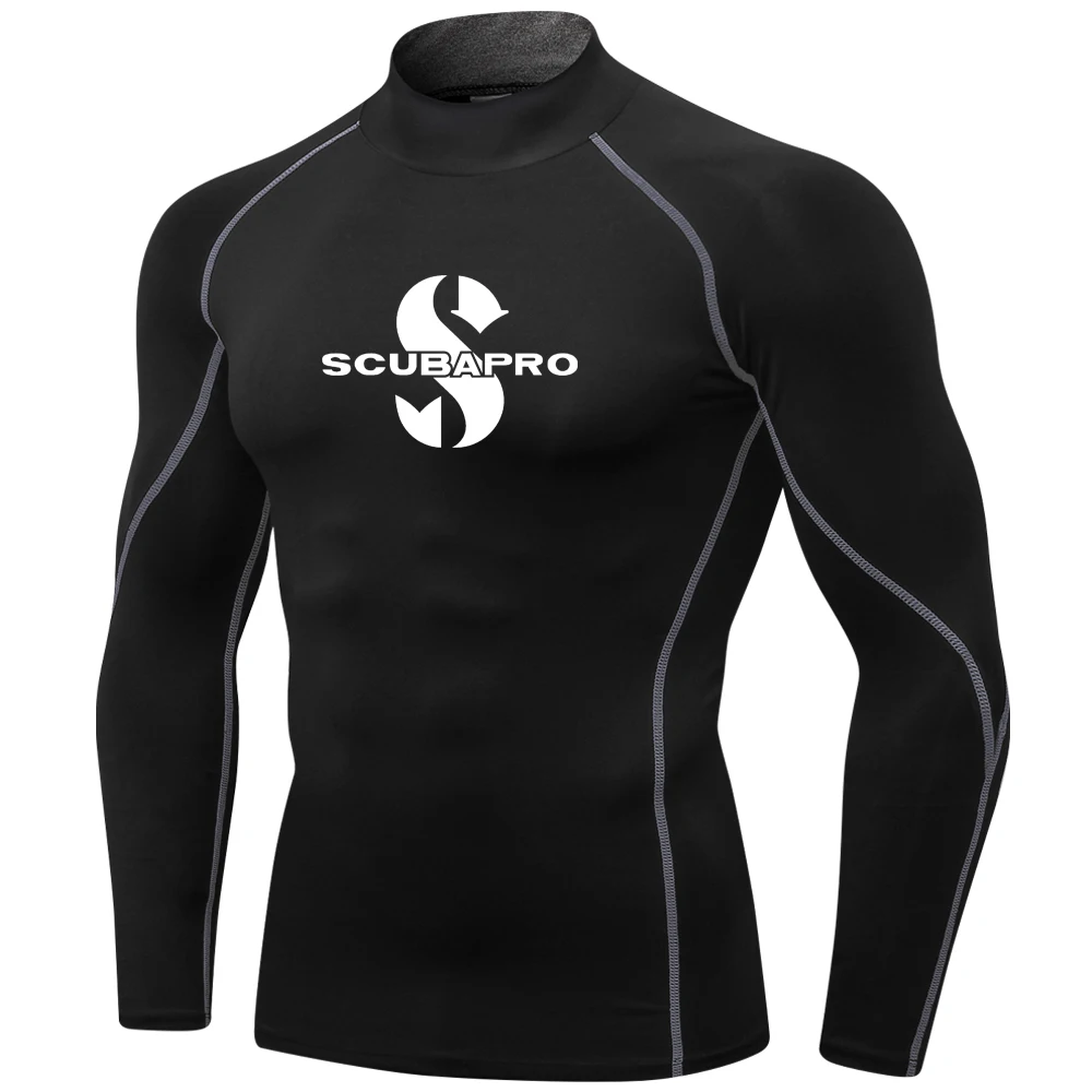 Men Swim Surfing T-shirt Beach UV Protection Swimwear Rash Guard Long Sleeve Diving Wetsuit Rashguard Tops Gear Summer Apparel