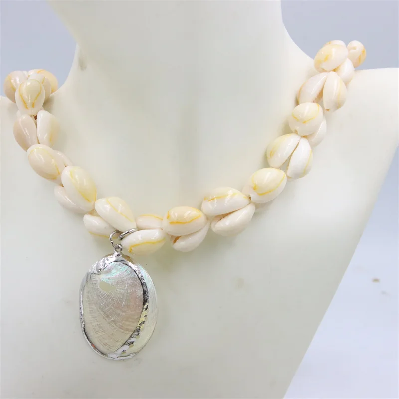 Exaggerated Jewelry Natural Sea Snail Shape Shell Bead Making Short Dangle Necklace Sweater Design Women Party Gifts Accessories