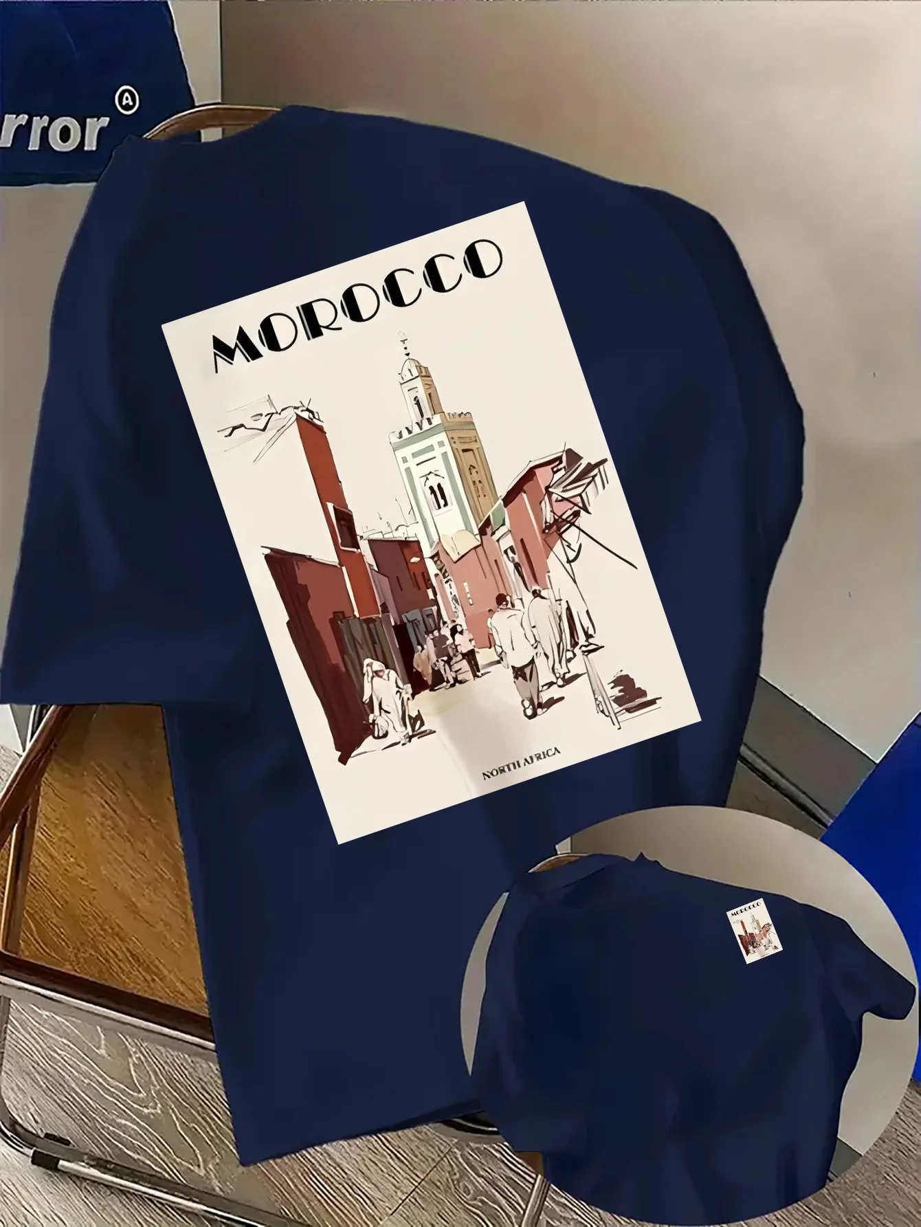 Vintage Morocco Cityscape Graphic Tee for Men Breathable 100% Cotton Perfect for Summer Streetwear and Travel Inspired Style