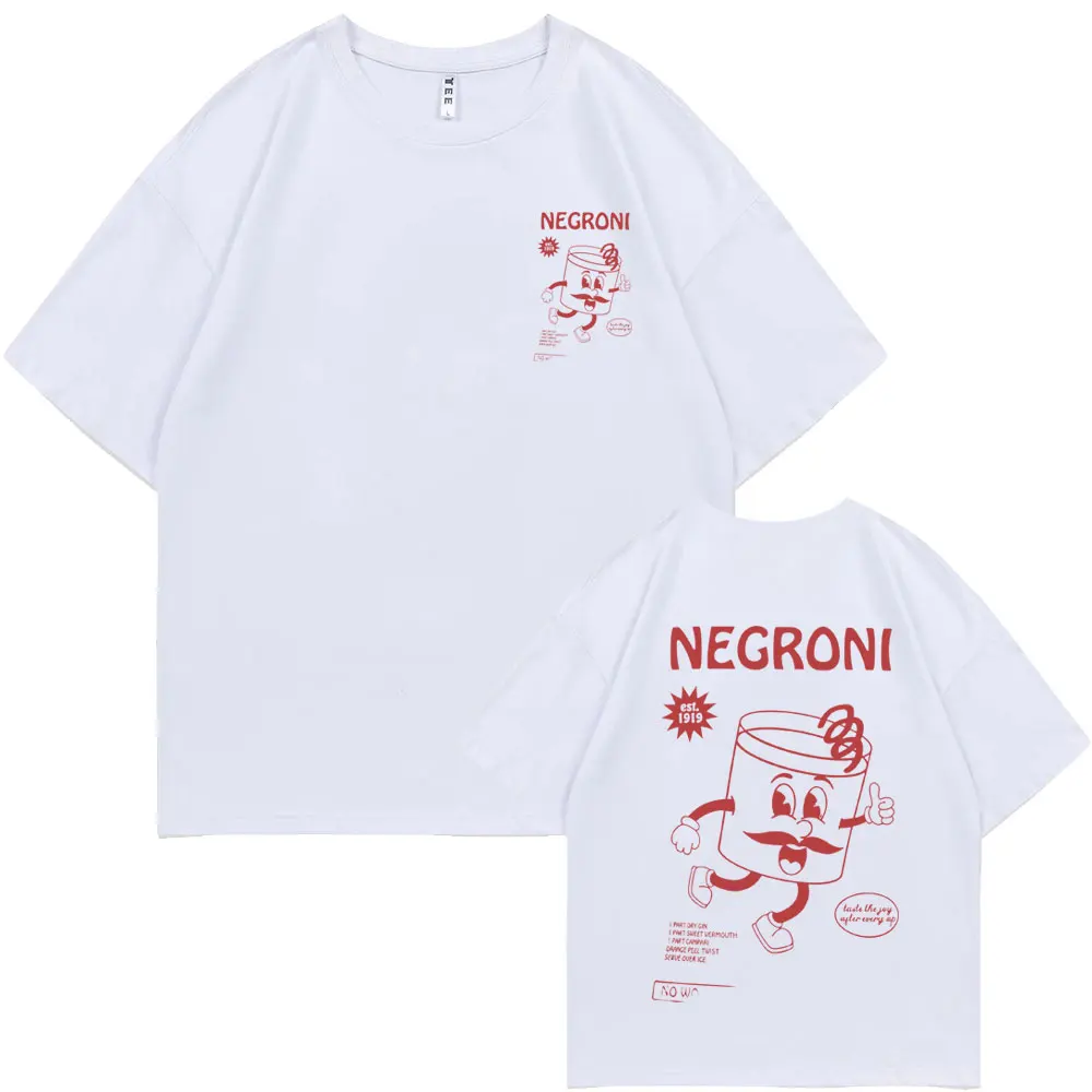 Funny Negroni Cocktail Graphic Print T-shirt Men Women Fashion Vintage Oversized Tshirt Male Casual Cotton Short Sleeve T Shirts