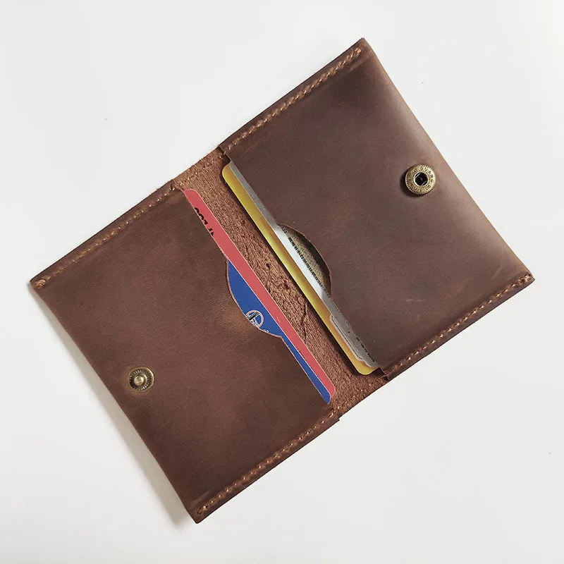 

Держатель для карт из коровьей кожи, кошелек для кредитных карт, мужской винтажный чехол для карт с засовом, мини-кошелек, минималистичный кошелек