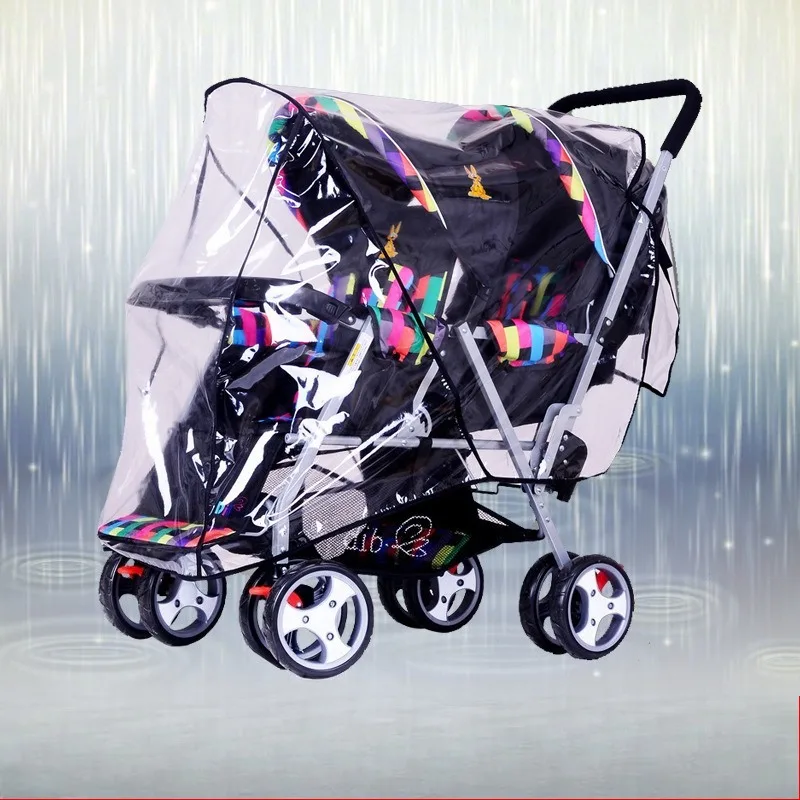 

2026 Stroller Rain Cover For Twin Baby Carriage Double Front And Rear Seat Baby Stroller Windproof Cover Protective Clothing