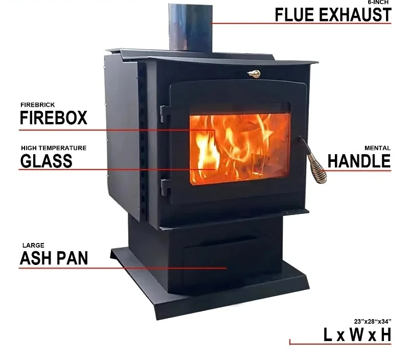 1550-sq Ft Heating Area 14.4KW Indoor Cast Iron Steel Wood Stove Firewood Burning Stove With Fire Logs Wood Burning Heater