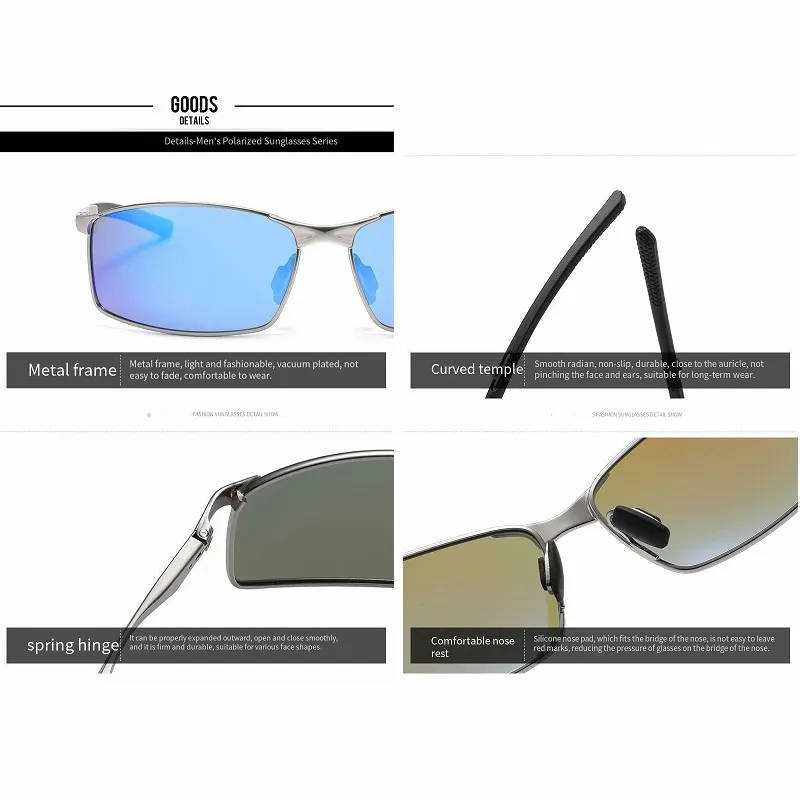 Rectangle Metail Frame Polarized Sunglasses Men Brand Designer Color Changing Sun Glasses Driving Oculos de sol UV400 image 6