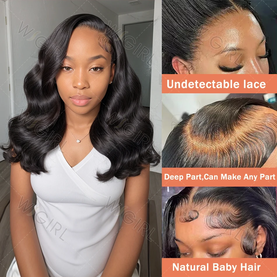 WIGIRL HD 13x6 220% Body Wave Short Bob Lace Front Human Hair Wigs Water Wave 13x4 Lace Frontal 5x5 Glueless Ready To Wear Wig