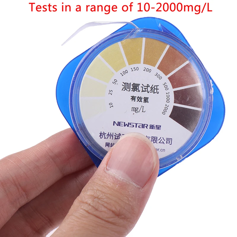 1 Roll Chlorine Test Paper Strips Range 10-2000mg/lppm With Color Chart - For Cleaning Water Testing