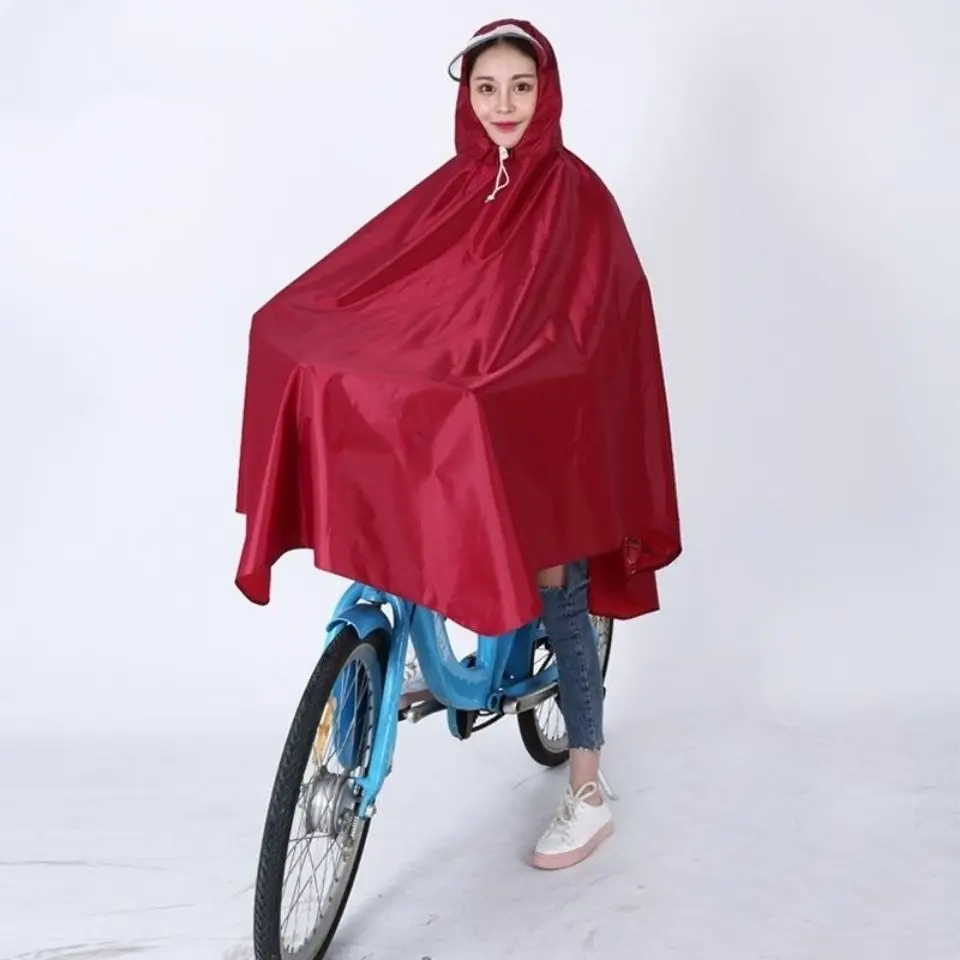 Cycling Raincoats Single-person Long Poncho Waterproof Outdoor Rain Cover Thickened Hooded Raincoat Women Impermeable Rainwear