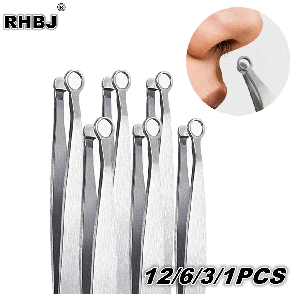 Universal Stainless Steel Nose Hair Trimmer Tweezers for Eyebrow Nose Hair Cut Facial Trimming - 12/6/3/1PCS Makeup Scissors