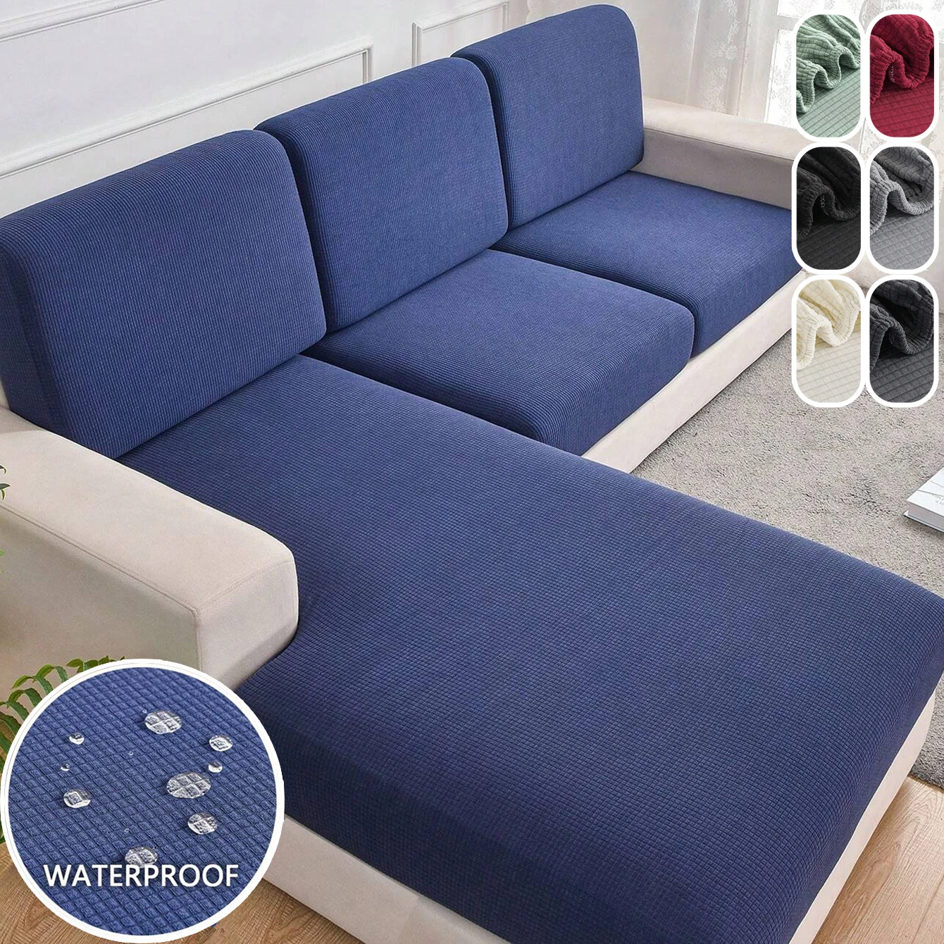 1pc Jacquard Stretch Sofa Slipcover Waterproof Sofa Seat Cover Furniture Protector for Bedroom Office Living Room Home Decor