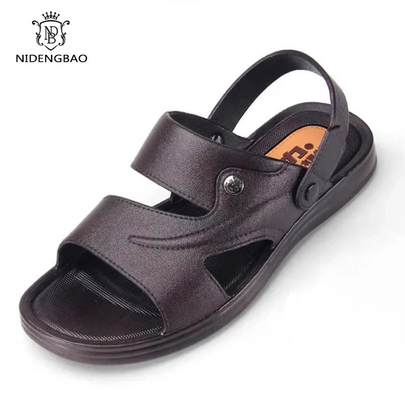 2024 Summer Leather Beach Men Sandals Shoes Big Size Leather Men's Sandals Soft Comfort Outdoor Walking Man Footwear