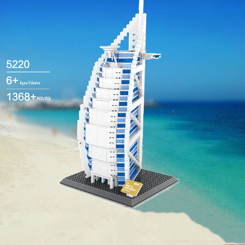 

Modern Famous Landmark Architecture Model Block United Arab Emirates Dubai Burj Al Arab Jumeirah Building Brick Educational Toys