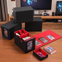 Más de 200 nuevas cajas de cabina comercial con ventana, juguete de cartas coleccionables de cuero PU, con sellado magnético, almacenamiento de tarjetas de juego, cubierta protectora