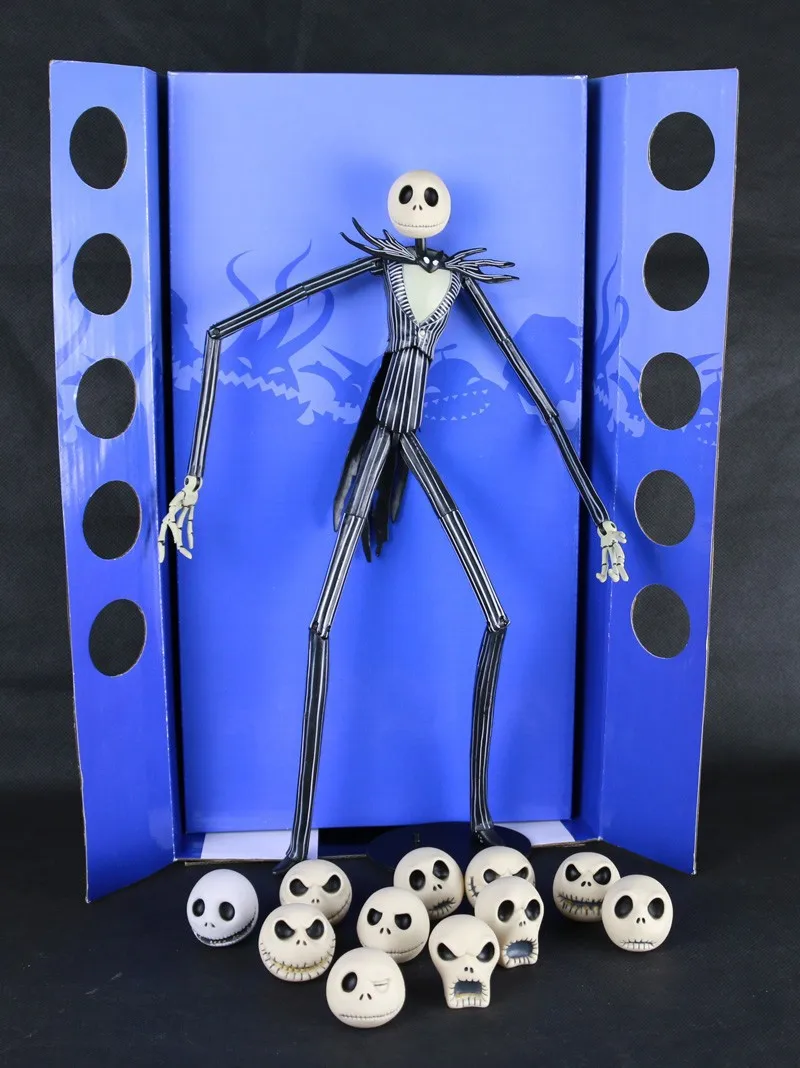 Der Albtraum vor Weihnachten Jack Skellington mit austauschbaren Köpfen Actionfigur PVC-Spielzeugmodell Puppensammlung Geschenk 35 cm – Detail 7
