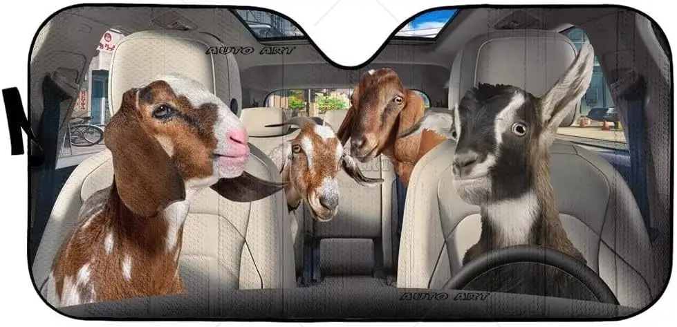 Farm Goat Driving Car Sun Shade for Window Windshield Anti-Sunlight Automotive Windshield Sunshades Cover Block for Car Truck